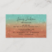 Trendy zee groen en verbrand sinaasappel abstract  visitekaartje (Achterkant)