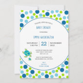 Trendy Zee Schildpad baby shower blauw groen stip Kaart (Voorkant)