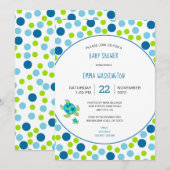 Trendy Zee Schildpad baby shower blauw groen stip Kaart (Voorkant / Achterkant)
