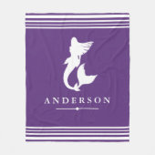 Trendy zeemeermin silhouet & witte strepen fleece deken (Voorkant)