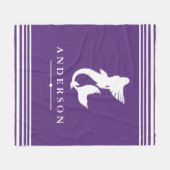 Trendy zeemeermin silhouet & witte strepen fleece deken (Voorkant (Horizontaal))