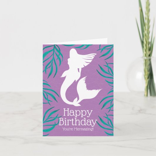 Trendy Zeemeermin & Zee-Kool Mermazing Verjaardag Kaart (Voorkant)