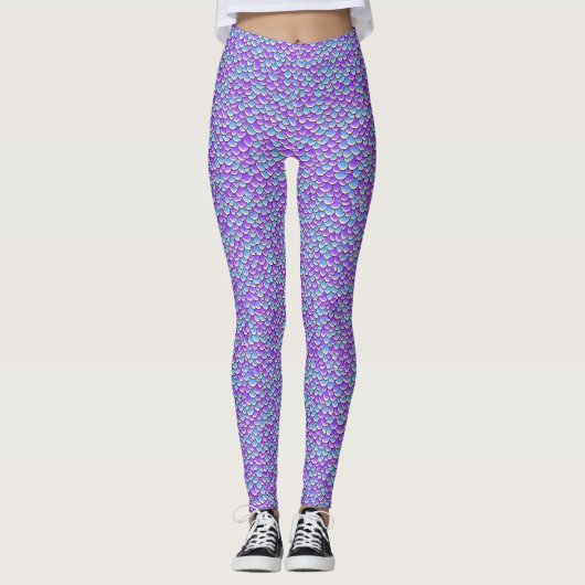 Trendy zeemeerminstaart Paarse visschubben Patroon Leggings (Voorkant)