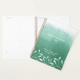 Trendy zeeschuim groene ombre waterverf planner