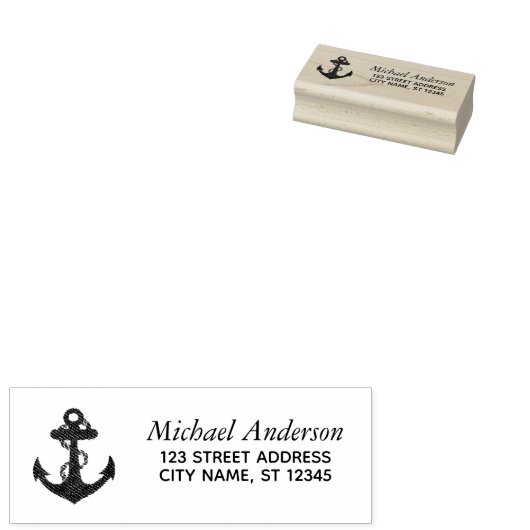Trendy Zeilboot Nautisch Anker Terugkeeradres Rubberstempel (Gestempeld)