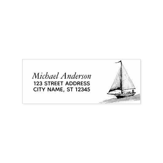 Trendy zeilboot nautisch retouradres rubberstempel (Afrduk)