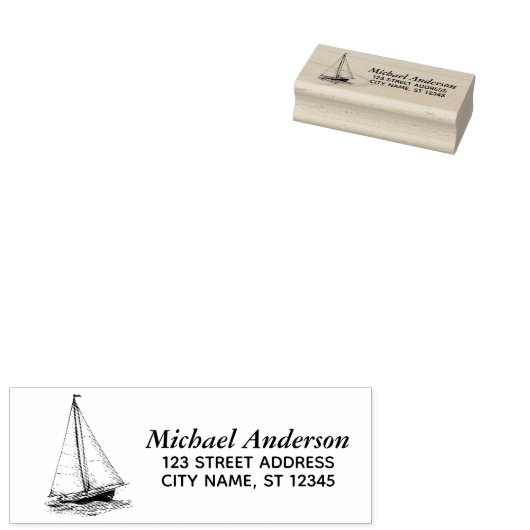 Trendy zeilboot nautisch retouradres rubberstempel (Gestempeld)