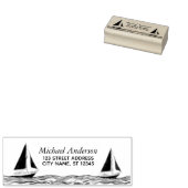 Trendy zeilboot nautisch retouradres rubberstempel (Gestempeld)