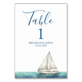 Trendy zeilboot nautische waterverf bruiloft kaart (Voorkant)