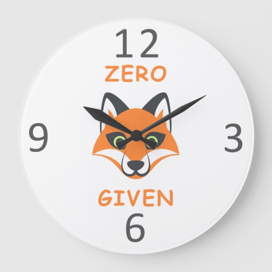 Trendy Zero Fox met de zin Emoji Cartoon Grote Klok (Voorkant)