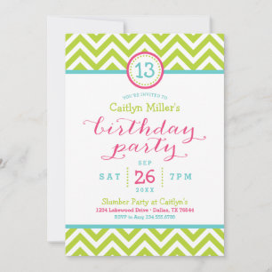 Trendy Zigzag Chevron Verjaardagsfeest Uitnodiging