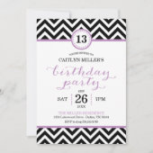 Trendy Zigzag Chevron Verjaardagsfeestuitnodiging Kaart (Voorkant)