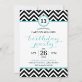 Trendy Zigzag Chevron Verjaardagsfeestuitnodiging Kaart (Voorkant)