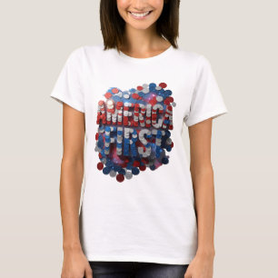 Trendy Zilver AMERIKA EERST Statement Design T-shirt