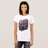 Trendy Zilver AMERIKA EERST Statement Design T-shirt (Voorkant volledig)