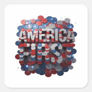 Trendy Zilver AMERIKA EERST Sticker Ontwerp