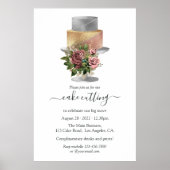 Trendy Zilver en Goud Bloemstuk Taart Snijden Poster (Voorkant)