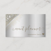 Trendy zilver met elegante Gold Rain Event Planner Visitekaartje (Voorkant)