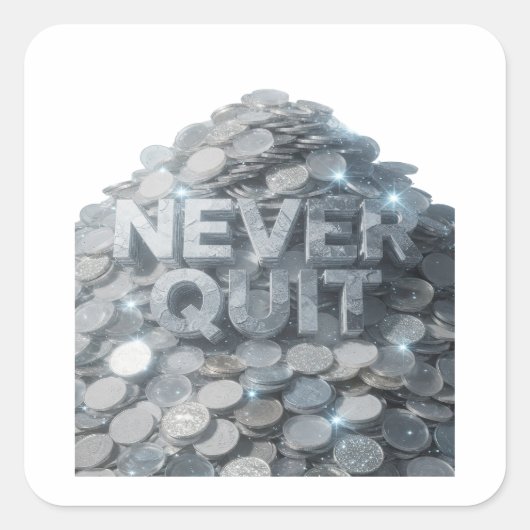 Trendy Zilver NOOIT OPGEVEN Sticker Kunst (Voorkant)