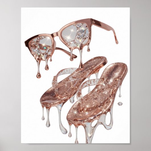 Trendy Zilver ROSE GOLD GLAMOUR Statement Design Poster (Voorkant)