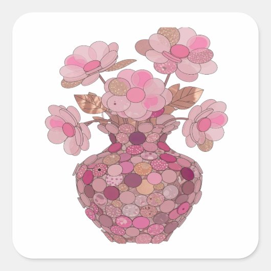 Trendy Zilver ROZE BLOEMEN IN Sticker Print (Voorkant)