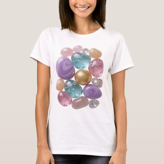 Trendy zilveren ABSTRACTE KUNST ontwerp T-shirt (Voorkant)