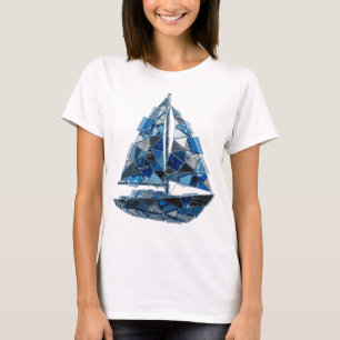 Trendy Zilveren BLUE GLAS ZEEBREEZERS Tekst Design T-shirt