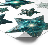 Trendy Zilveren BLUE STARS 3D-tekstkunst Poster (Hoek)