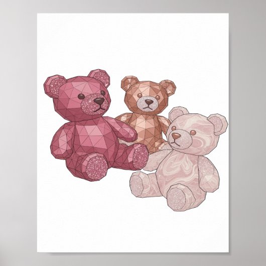Trendy Zilveren DRIE TEDDYBEEREN Print (Voorkant)