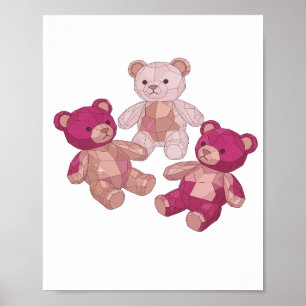 Trendy Zilveren DRIE TEDDYBEREN Slogan Design Poster