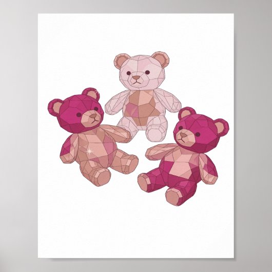 Trendy Zilveren DRIE TEDDYBEREN Slogan Design Poster (Voorkant)