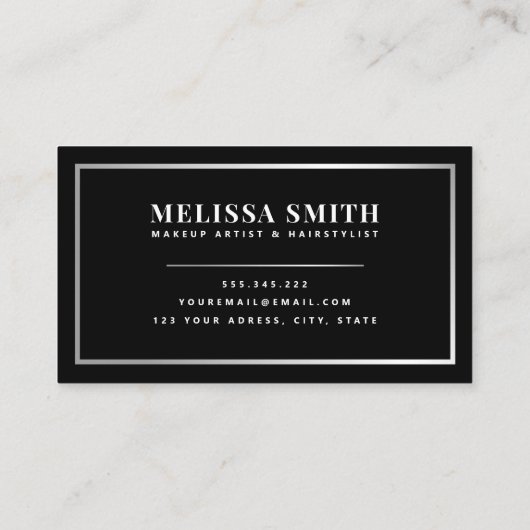 Trendy zilveren en marmeren make-up artist Hair Sa Visitekaartje (Achterkant)
