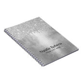 Trendy zilveren glitter druppels aluminium textuur notitieboek (Rechterzijde)