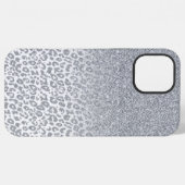 Trendy zilveren glitter & luipaardprint ombre-desi iPhone hoesje (Achterkant horizontaal)