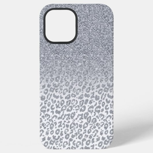 Trendy zilveren glitter & luipaardprint ombre-desi iPhone hoesje (Achterkant)