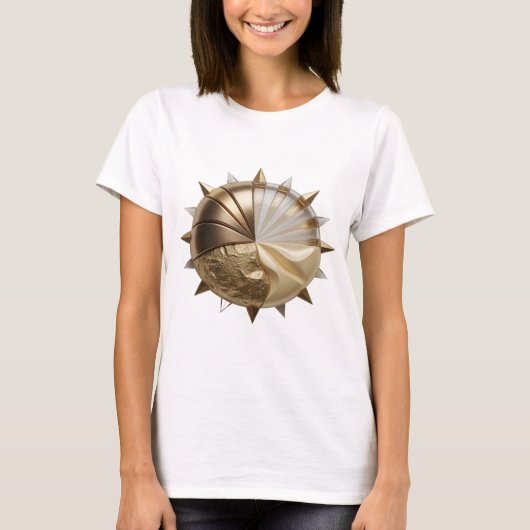 Trendy Zilveren Gouden Maan Statement Design T-shirt (Voorkant)