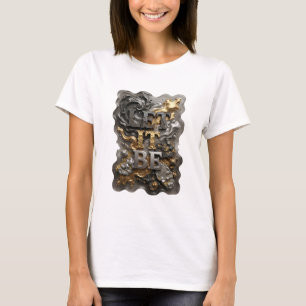 Trendy zilveren LET IT BE artistiek motief T-shirt