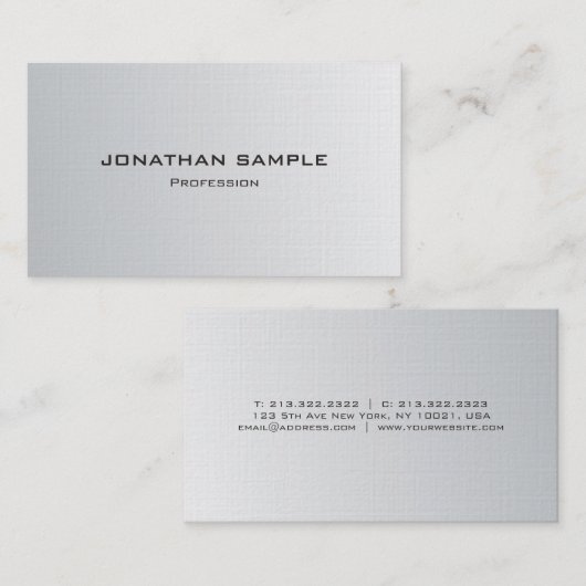 Trendy zilveren look minimalistisch chique effen l visitekaartje (Voorkant / Achterkant)