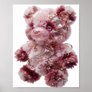 Trendy Zilveren MOOIE TEDDYBEER Poster