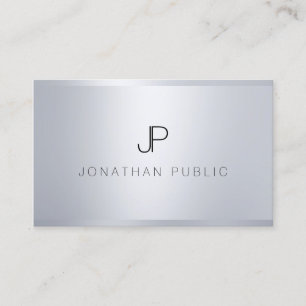 Trendy zilveren Sjabloon Elegant monogram Modern Visitekaartje