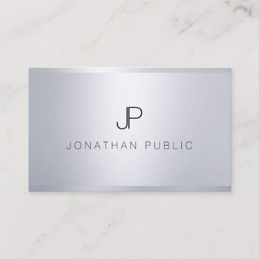 Trendy zilveren Sjabloon Elegant monogram Modern Visitekaartje (Voorkant)