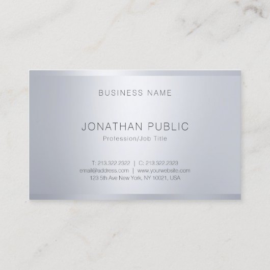 Trendy zilveren Sjabloon Elegant monogram Modern Visitekaartje (Achterkant)