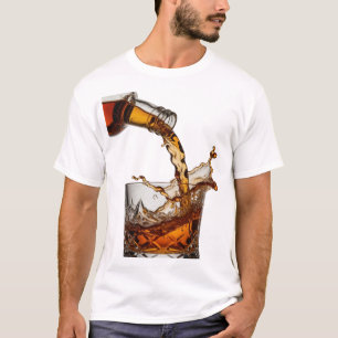 Trendy Zilveren WHISKY SPLASH Tekst Design T-shirt