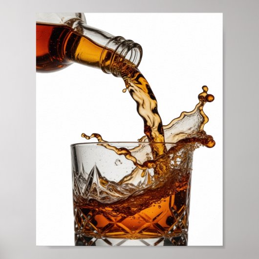 Trendy Zilveren WHISKY SPLASH Tekst Ontwerp Poster (Voorkant)