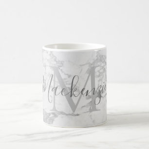 Trendy zilverfolie marmeren monogram koffiemok