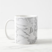 Trendy zilverfolie marmeren monogram koffiemok (Links)