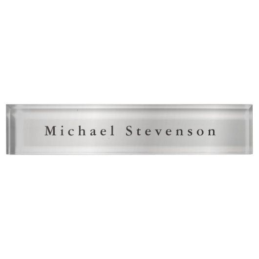 Trendy zilvergrijs Modern Uniek Naambordje (Voorkant)