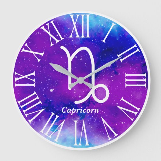 Trendy Zodiac Nebula Capricorn Symbol Grote Klok (Voorkant)