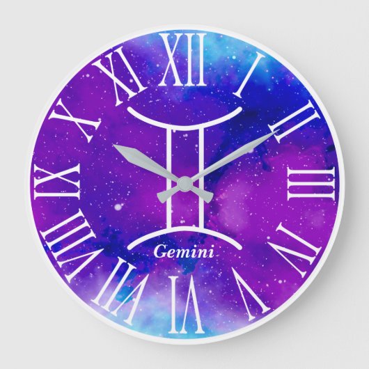 Trendy Zodiac Nebula Gemini Symbol Grote Klok (Voorkant)