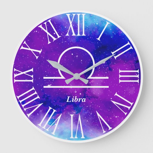 Trendy Zodiac Nebula Libra Symbol Grote Klok (Voorkant)